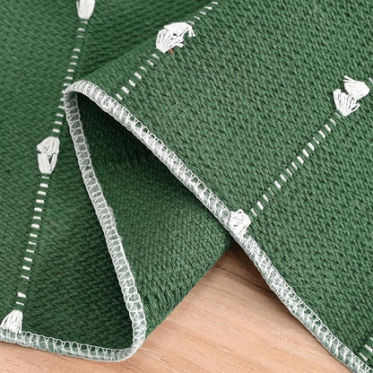 Artoid Mode Green Rustic Cotton Table Runner 12x72 Inch – Farmhouse Christmas Decor, Variation: Green 1+12" x 72"