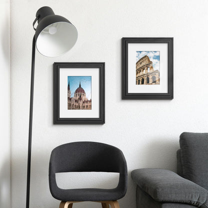PEALSN 8x10 Picture Frame Set of 6, Display Pictures 5 x 7 with Mat or 8 x 10 without Mat, Wall Gallery Photo Frames for Wall Mounting or Tabletop Display, Black Woodgrain