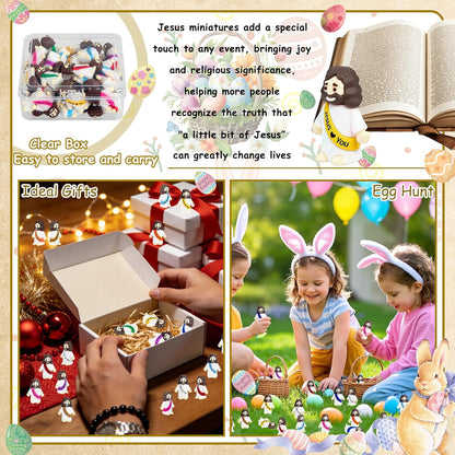 Skiennix Mini Jesus Figurines - 40 Pcs Bulk Set for Easter | Tiny Rubber Christ Toys & Party Favors