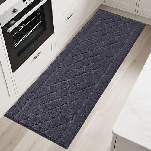 BEQHAUSE Kitchen Runner Rugs 20"x59", Kitchen Rugs Non-Slip Kitchen Mats for Floor, Absorbent and Stain Resistant Kitchen Mats, Machine Washable Rugs for Kitchen, Hallway, Laundry & Sink, Dark Grey