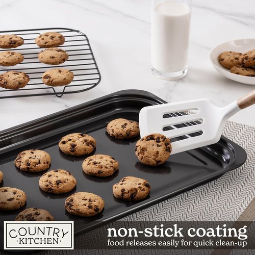 Country Kitchen Nonstick Bakeware Set - Deluxe Heavy Duty & Easy Release, 8 Pcs, Black