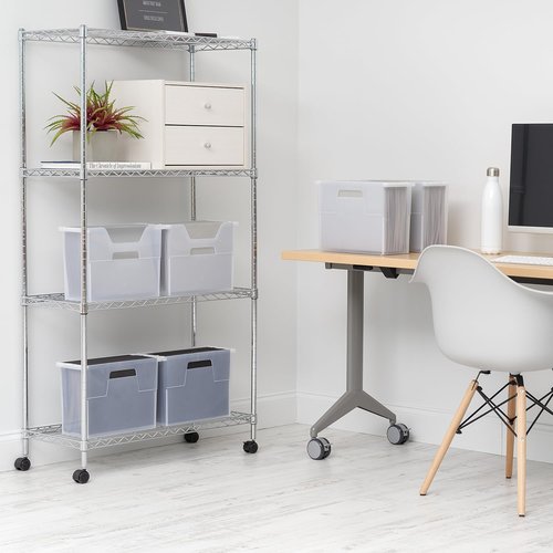 IRIS USA Medium Portable Desktop File Box - Open Lid Design, 6 Pack, Ideal for Letter Size Documents & Magazines