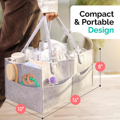 Skiennix Felt Diaper Caddy - Extra Large Portable Organizer for Baby & Toddler Items | Ideal for Nursery & Car