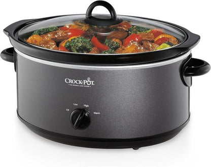 Crock-Pot 7-Quart Slow Cooker - Family Size for 8+ People | Removable Stoneware & Warming Setting, Charcoal
