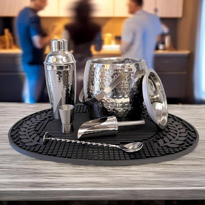 BREKX Insulated Multi-Functional Home Bar Mat - Heat/Water Resistant Dish Mat, Rubber Self Drying Mat - 20.5" x 13.5" XL- Insulated Bar Mat for Home Bar - Mimosa Bar Supplies for Kitchen