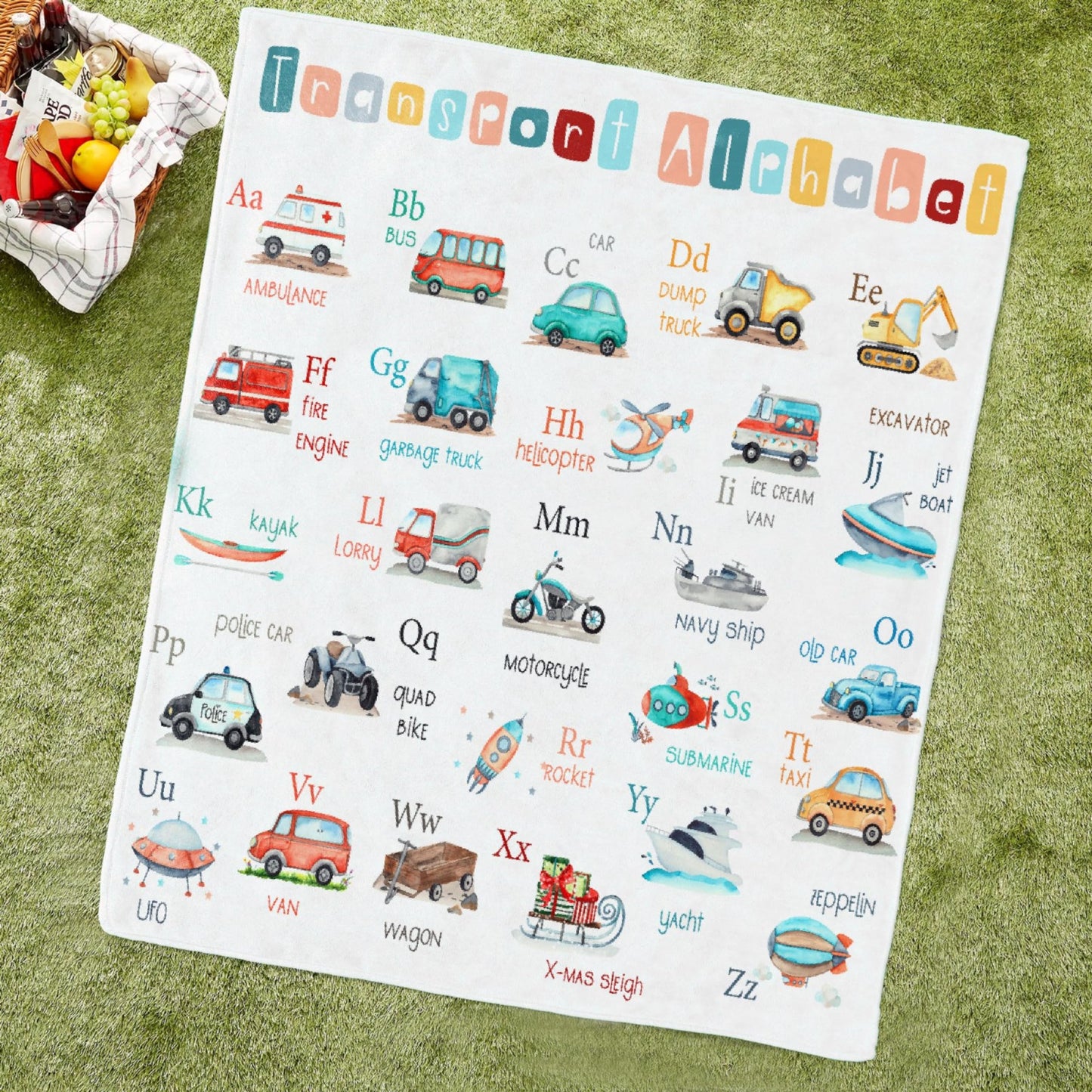 YABUKITA Transport Alphabet Blanket Throw Construction Blanket Truck Toddler Throw Blanket Truck Cars Lover Gift for Halloween Christmas Birthday 40x50in for Kids/Child