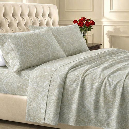 California Design Den Twin Size Cotton Sheets Set - 100% Soft Cotton, 400 Thread Count, Award-Winning Sateen Finish - Paisley Beige