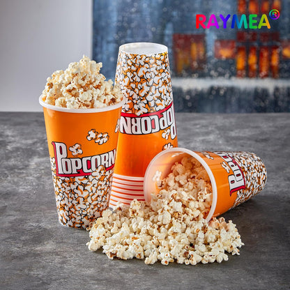 Retro Style Plastic Popcorn Buckets by [Brand Name] - Reusable 6-Pack for Movie Night Fun