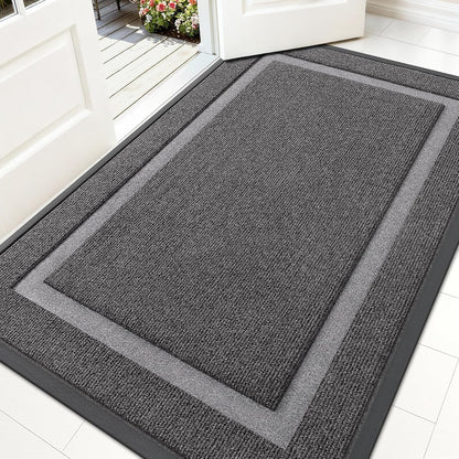 OLANLY Waterproof Front Door Mat - All-Season, Sturdy Natural Rubber, Easy Clean | 59x35, Dark Grey