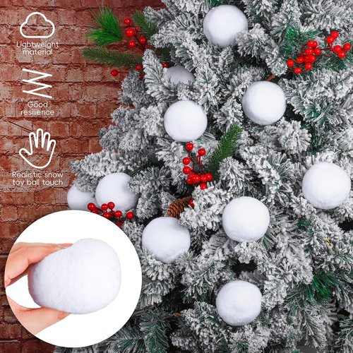 Elcoho 100-Piece 2-Inch Artificial Snow Balls Set - Realistic Plush Toss Balls for Kids | Winter Fun & Decor