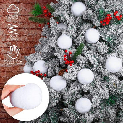 Elcoho 100-Piece 2-Inch Artificial Snow Balls Set - Realistic Plush Toss Balls for Kids | Winter Fun & Decor