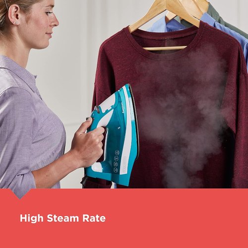 BLACK+DECKER IR16X Garment Steam Iron - One-Step Design with Stainless Nonstick Soleplate, Turquoise