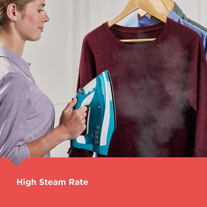 BLACK+DECKER IR16X Garment Steam Iron - One-Step Design with Stainless Nonstick Soleplate, Turquoise