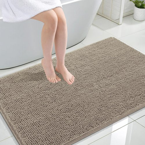 OLANLY Bathroom Rugs 47x32, Extra Soft Absorbent Chenille Bath Rugs, Rubber Backing Quick Dry, Machine Washable Bath Mats for Bathroom Floor, Tub and Shower, Home Decor Accessories, Warm Taupe