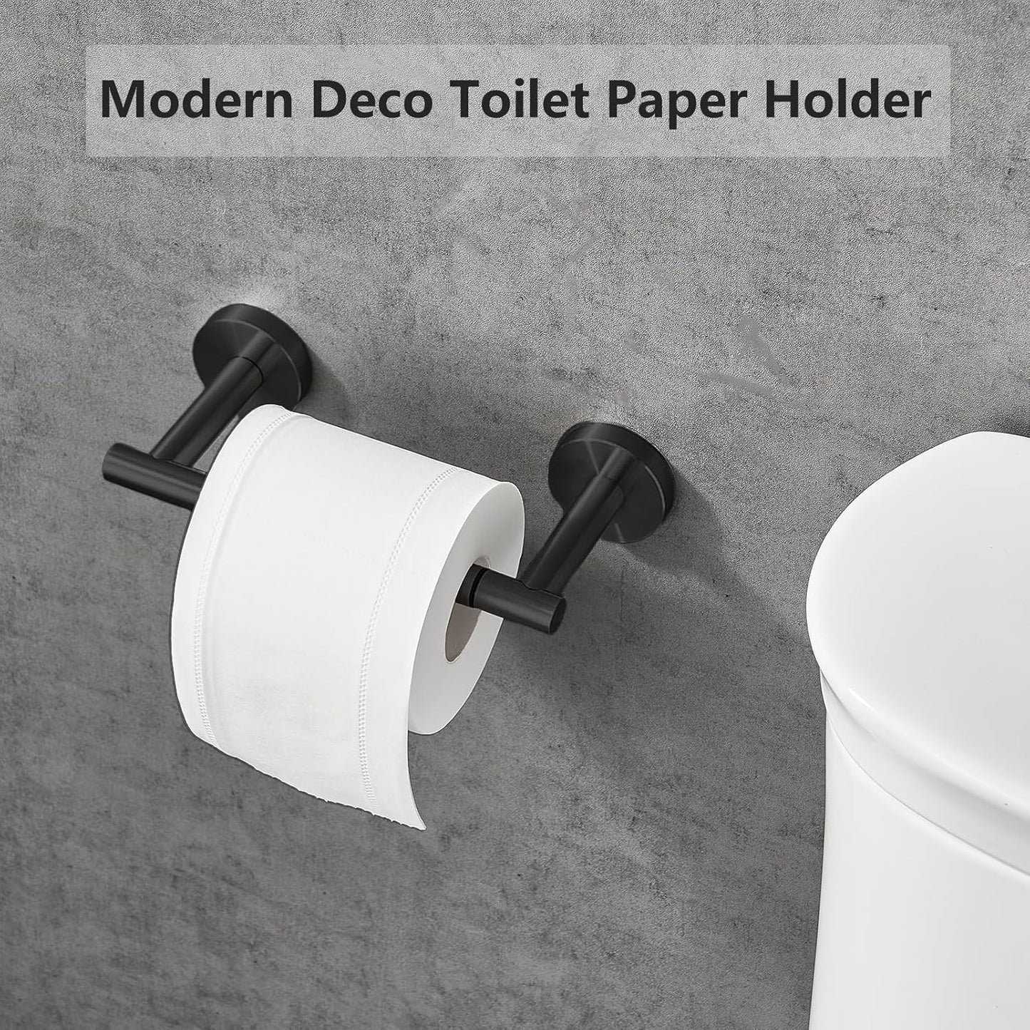 Skiennix Toilet Paper Holder - Double Post Pivoting Design, Rustproof Stainless Steel | Fits Mega Rolls, Black