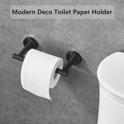 Skiennix Toilet Paper Holder - Double Post Pivoting Design, Rustproof Stainless Steel | Fits Mega Rolls, Black
