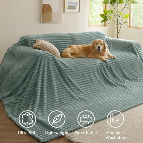 Bedsure GentleSoft Fleece Blanket - Cozy Sage Green Throw for Bed, 120x120 Inches, Perfect for Women & Girls