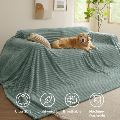 Bedsure GentleSoft Fleece Blanket - Cozy Sage Green Throw for Bed, 120x120 Inches, Perfect for Women & Girls