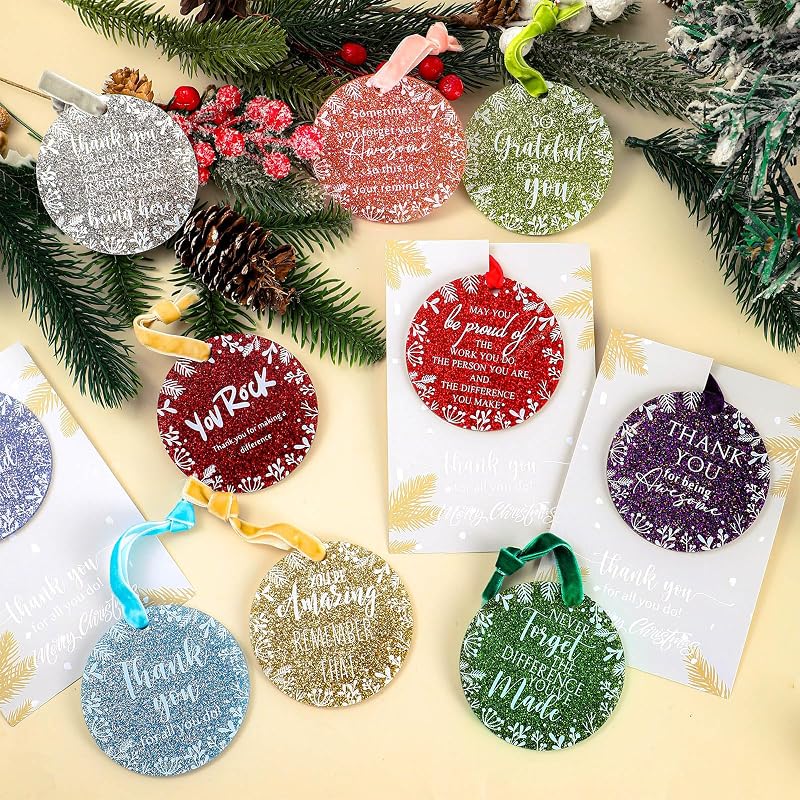 50-Piece Acrylic Christmas Ornaments Gift Set with Cards – Employee Appreciation