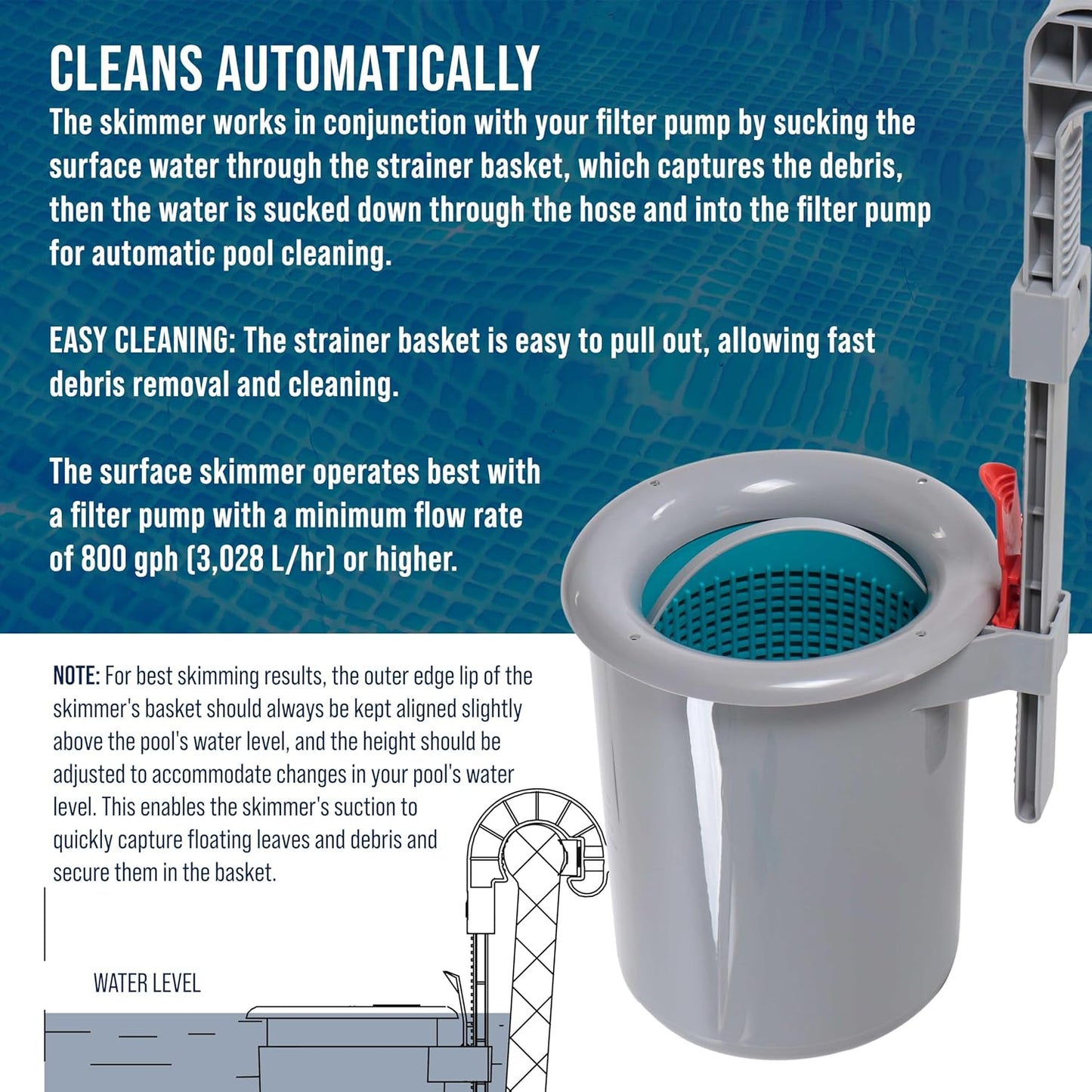 U.S. Pool Supply Pool Skimmer - Efficient Floating Surface Skimmer for Above Ground Pools | Easy Debris Removal