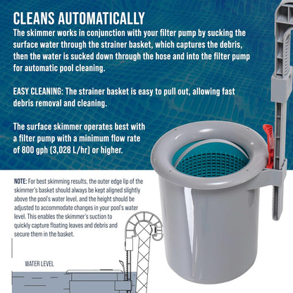 U.S. Pool Supply Pool Skimmer - Efficient Floating Surface Skimmer for Above Ground Pools | Easy Debris Removal