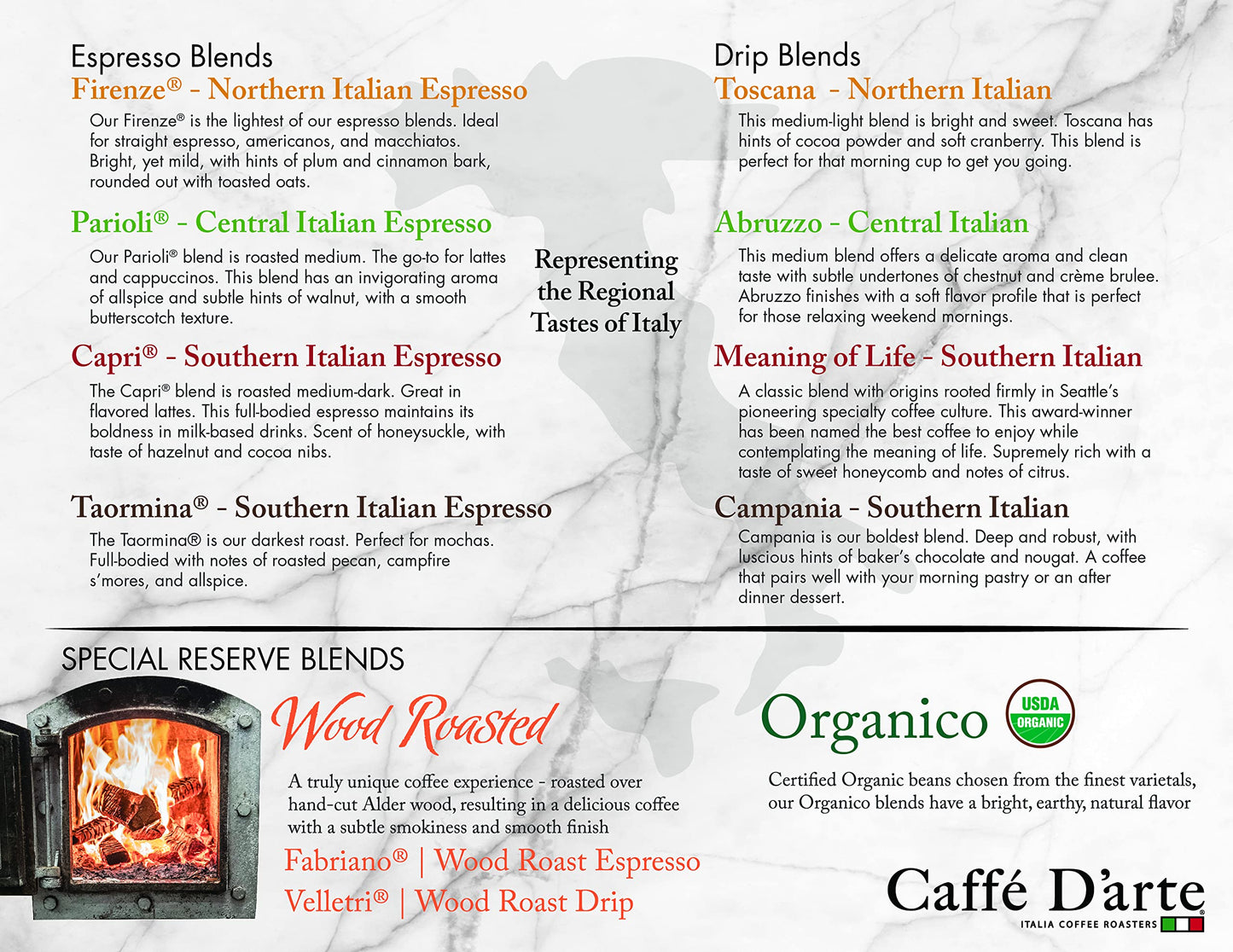 Caffe D'arte Capri Whole Bean Espresso Coffee, 12 Ounce