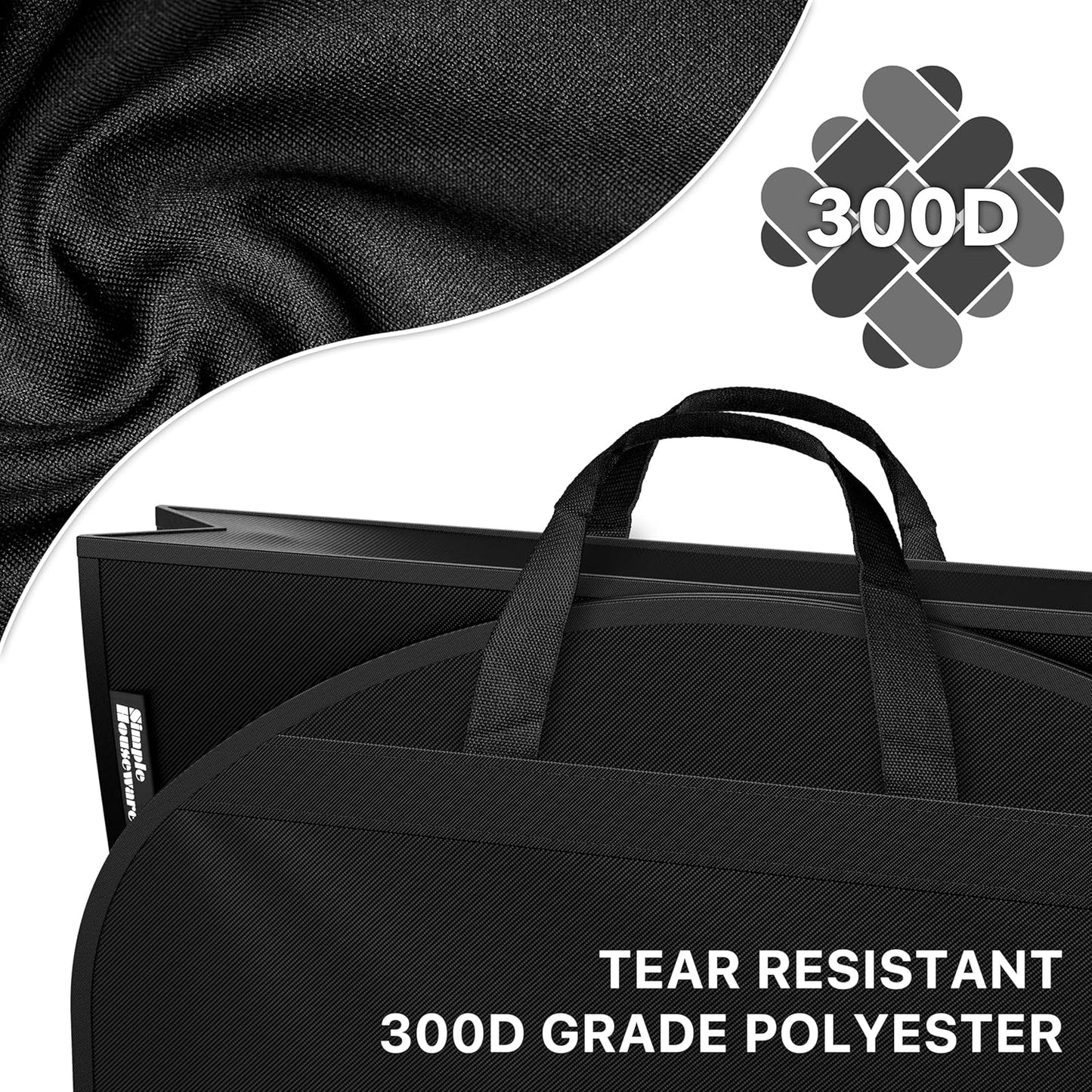 Simple Houseware 43" Travel Garment Bag - Heavy Duty 300D Polyester with Pockets for Suits & Dresses