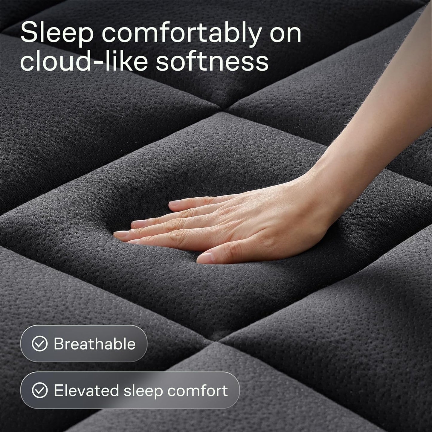 Niagara Ultra Soft Twin XL Mattress Topper - Bamboo Viscose Pillow Top for Back Pain Relief | Naturally Cooling, Black