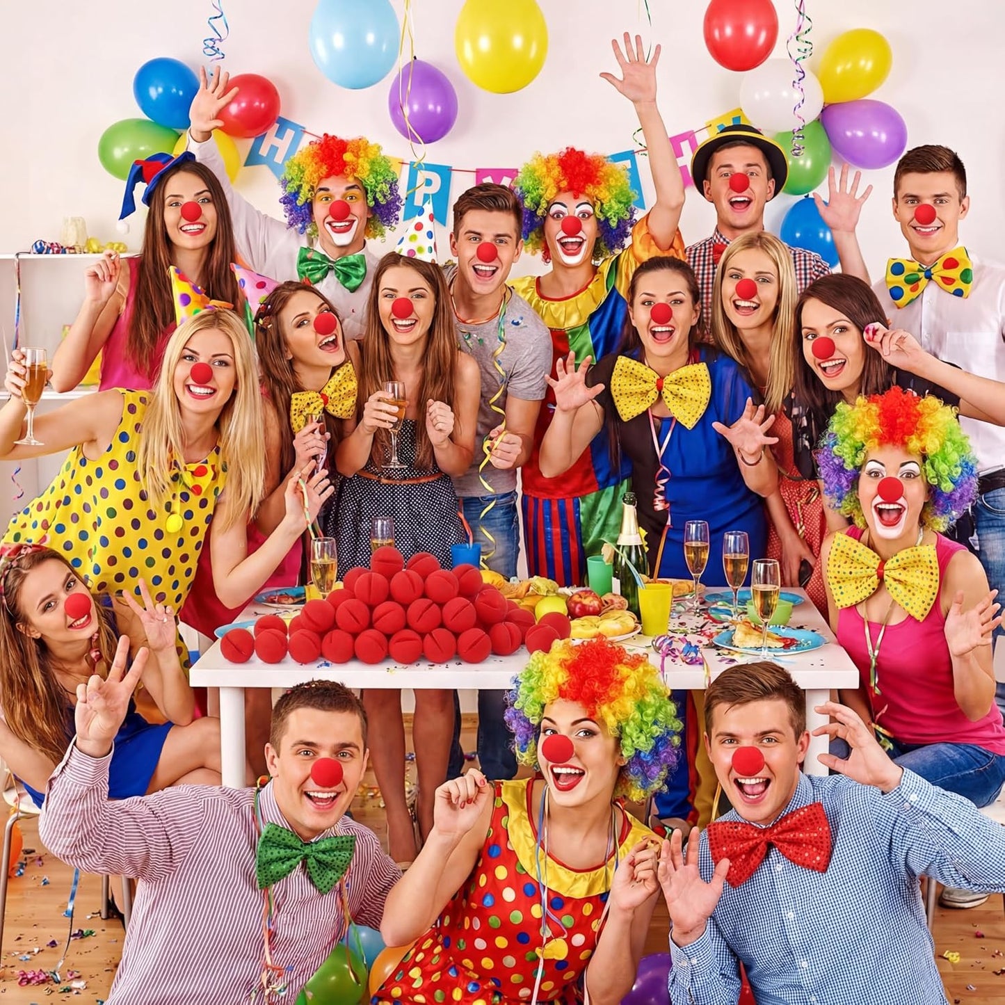 Vinsot Red Circus Clown Noses - 120 Pcs Foam Cosplay Accessories for Carnival & Halloween