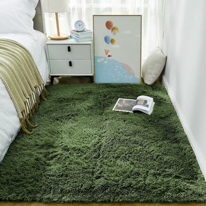 Ophanie Area Rug - Gray Green Shag Fluffy Carpet for Bedroom | Soft Plush 3x5 Size for Kids & Nursery Decor
