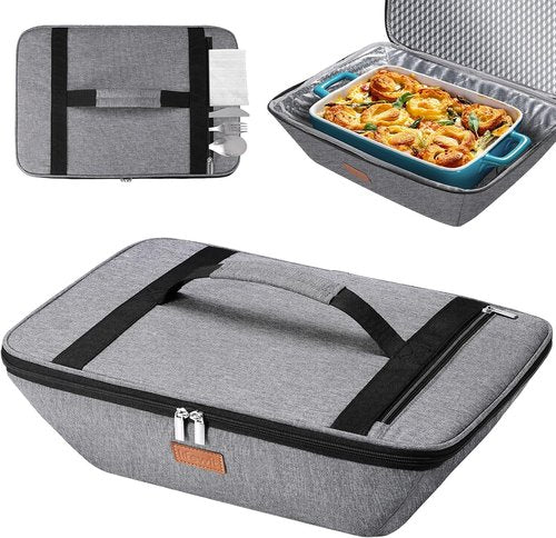 Lifewit Insulated Casserole Carrier - Thermal Tote for Hot or Cold Food | Fits 9"x13" Dish, Gray