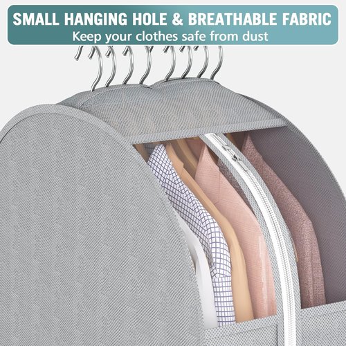 Liuoud 40" Gusseted Garment Bags - Clear Window Clothing Covers for Suits, Coats & Dresses | 3-Pack