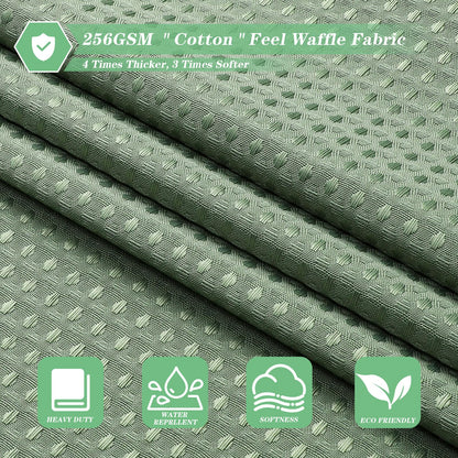 meioro Sage Green Shower Curtain, Waffle Weave 256GSM Heavy Duty Textured Fabric Shower Curtains for Bathroom Hotel Spa, Luxury Weighted Polyester Cloth Bath Curtain Set with 12 Hooks, 72Wx72H