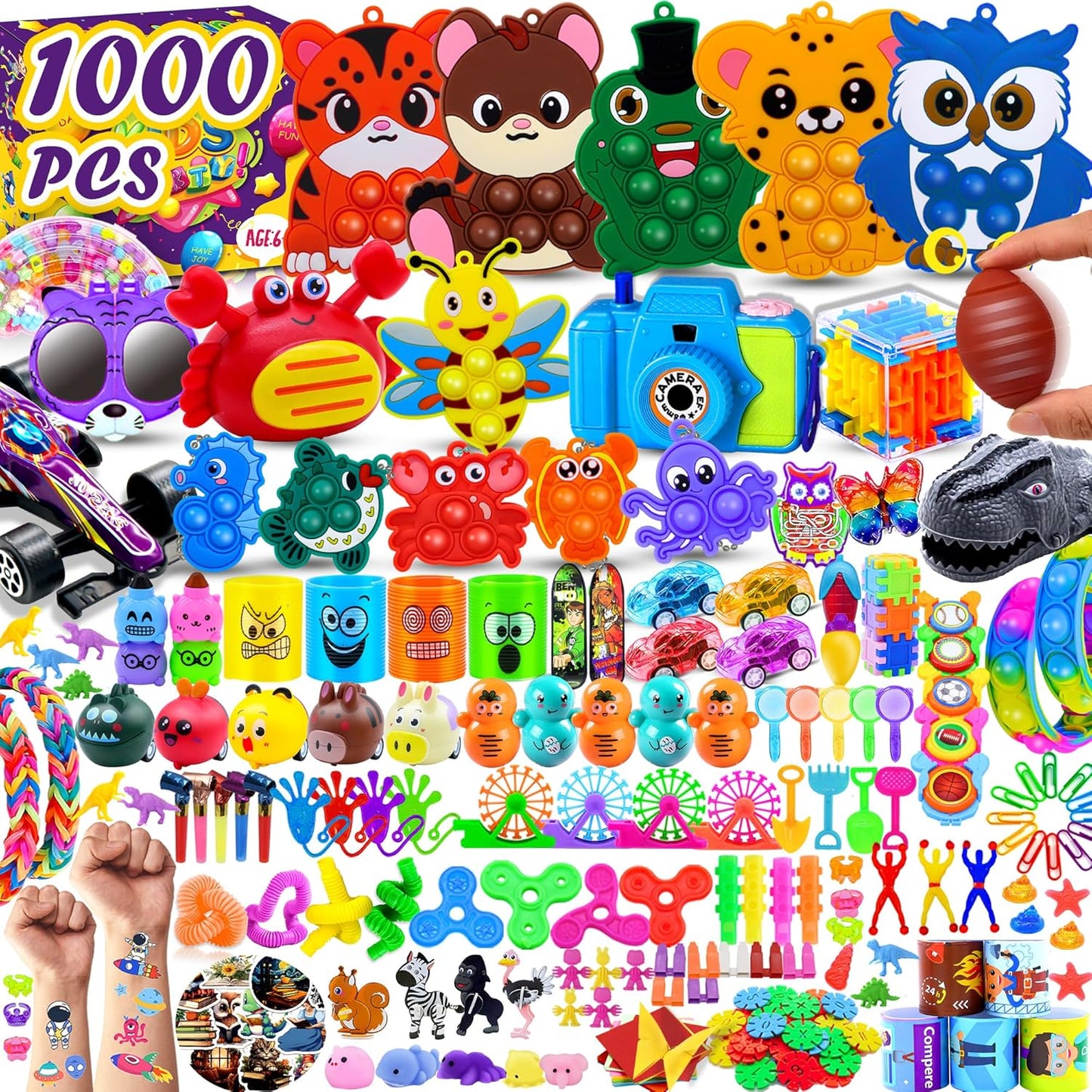 Skiennix 1000 PCS Fidget Toys - Bulk Party Favors for Kids | Ideal for Goodie Bags & Classroom Prizes