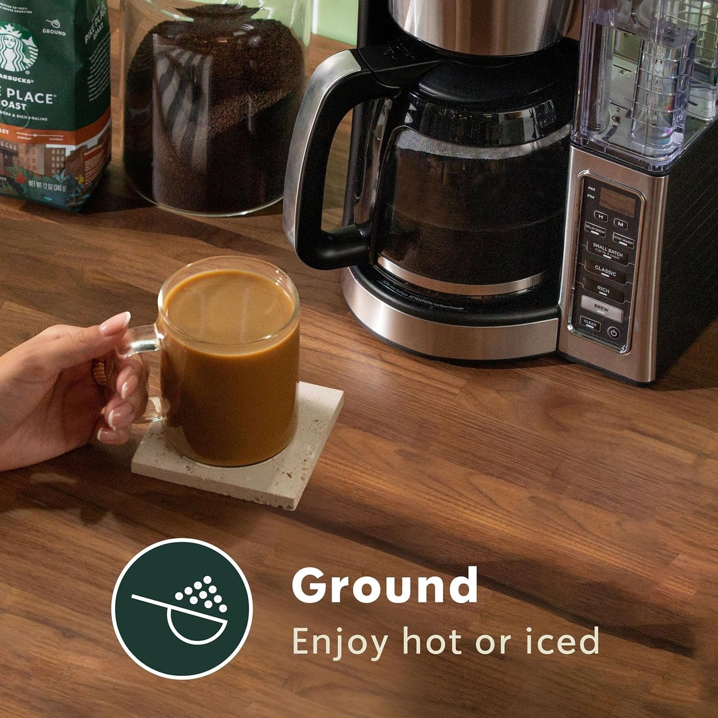 Starbucks Ground Coffee - Dark Roast Espresso Blend for Hot or Iced Coffee | 12 oz Bag