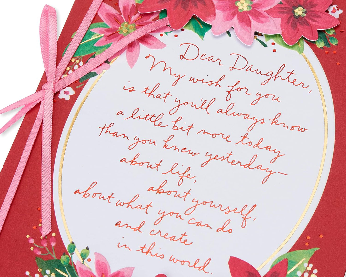 American Greetings Christmas Card - Festive Floral Design with Poinsettias for Daughter | Perfect Holiday Greeting