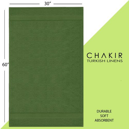 Chakir Turkish Linens | Hotel & Spa Quality 100% Cotton Luxury Turkish Towels | Soft & Absorbent (30x60 Inches Extra Large Bath Towels, Set of 4 - Moss)
