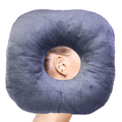 coceyese Ear Piercing Pillow for Side Sleepers with Ear Hole, Donut Pillow for CNH and Ear Pain Ear Inflammation Pressure Sores, Ear Guard Pillow (Light Grey)