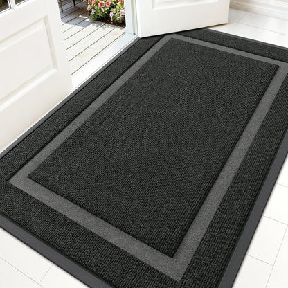 OLANLY Waterproof Front Door Mat - All-Season, Sturdy Natural Rubber, Easy Clean | 59x30, Black