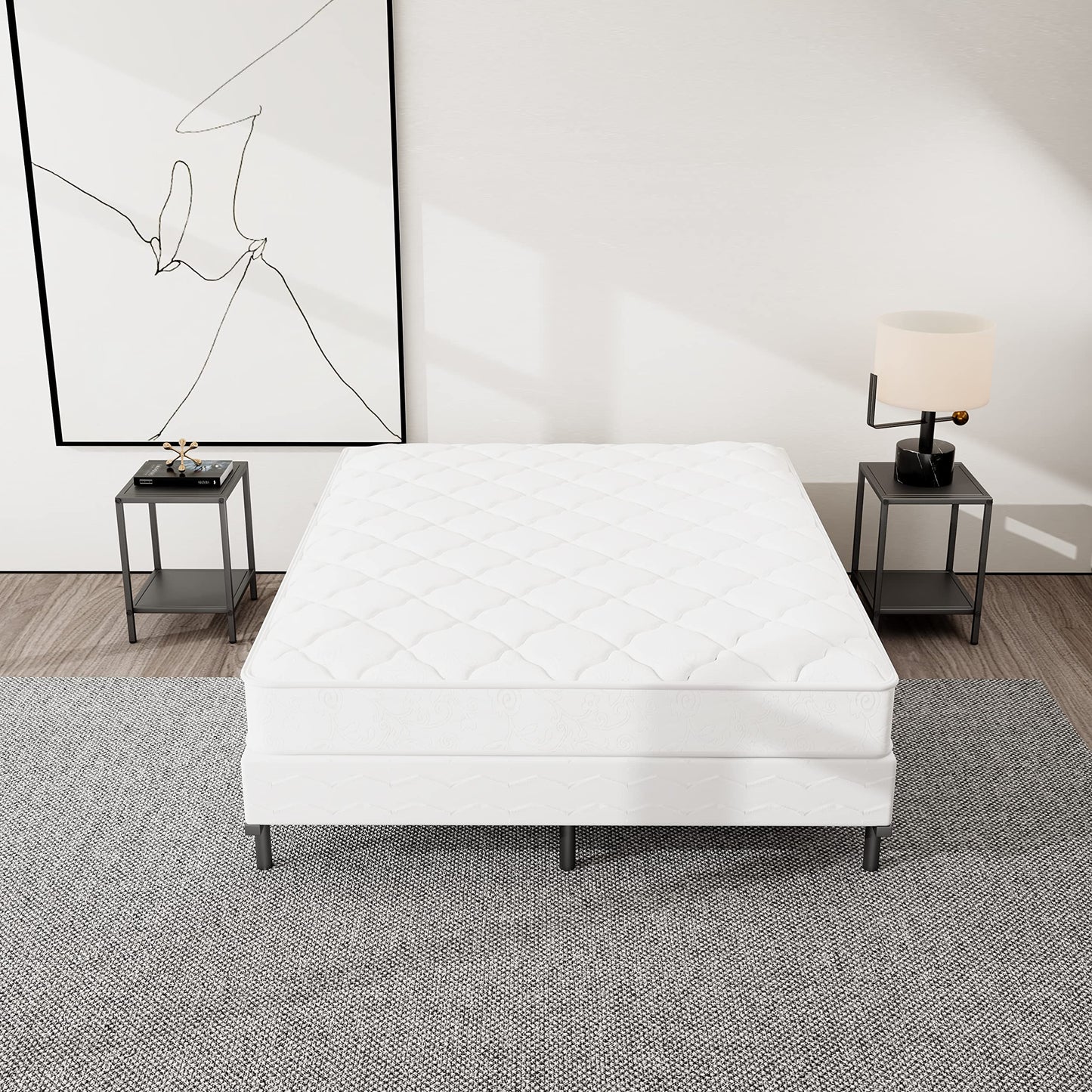 NEW JETO Metal Bed Frame,Sturdy Platform,Heavy Duty Sturdy Bed Frame Black King,9 Legs Support,Easy to Assemble,Without Taking Up Space and Easy to Move