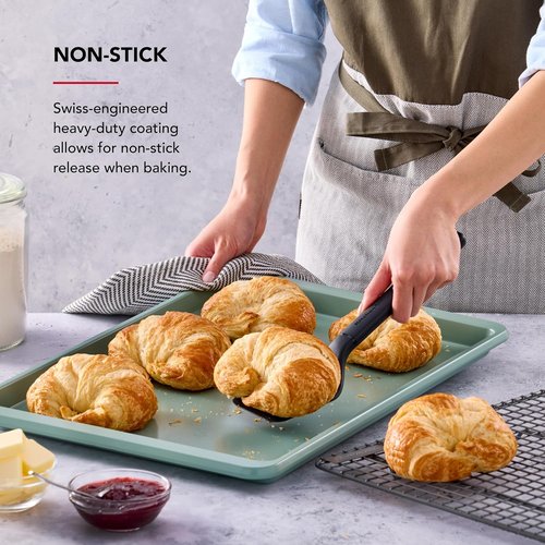 KitchenAid Nonstick Baking Sheet - Swiss Engineered Aluminized Steel, Dishwasher Safe, 13x18 Inch, Cardamom