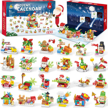 Santa’s Workshop Advent Calendar 2025 - 24-in-1 Holiday Countdown Gift for Kids Ages 6+ | Surprise Figures & Building Blocks