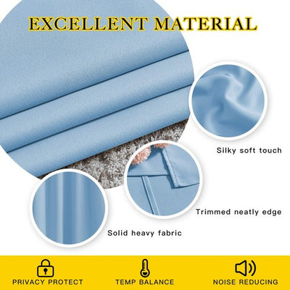 NICETOWN Blackout Room Divider Curtains 118 inches Long, Grommet Thermal Window Treatments Sound Reducing Drapes for Sliding Glass Door, Blue, W66 x L118, 2 Pieces
