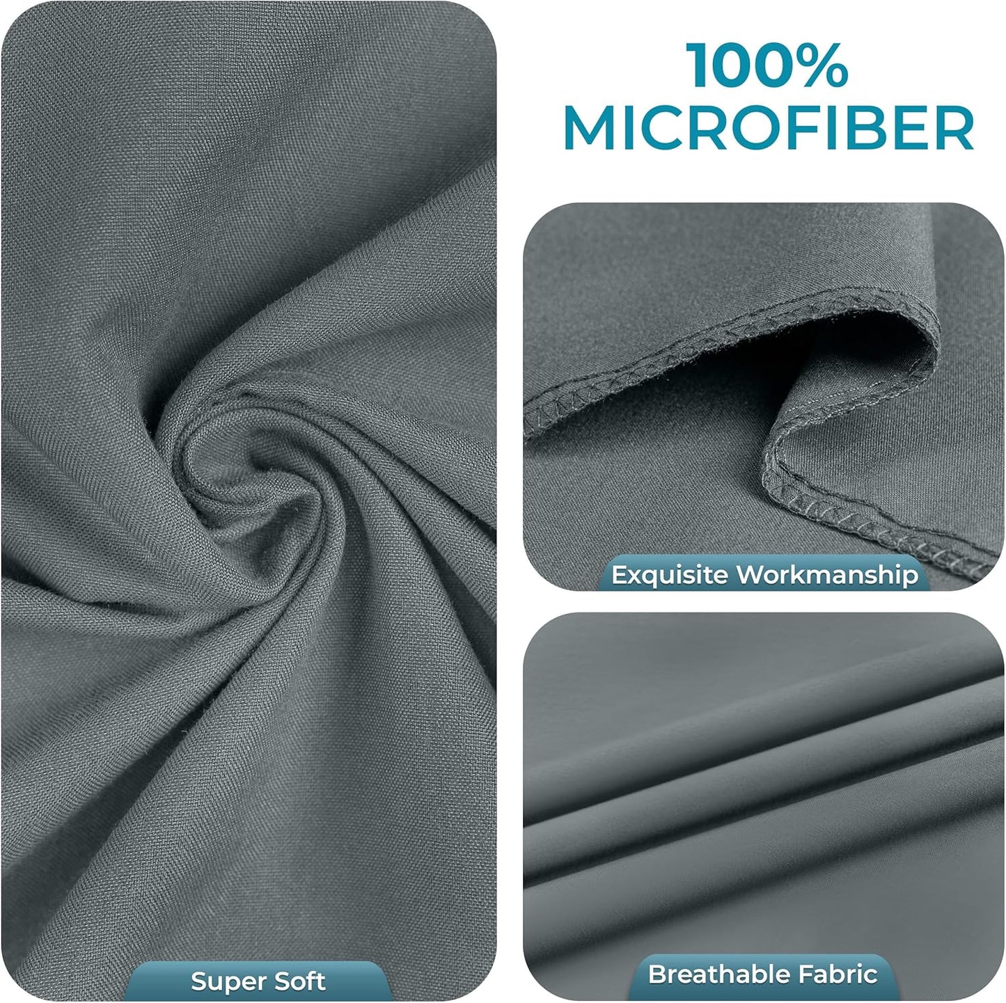 Utopia Bedding King Pillow Cases - 6 Pack Soft Brushed Microfiber - Fade Resistant 20 x 40 Inches | Grey