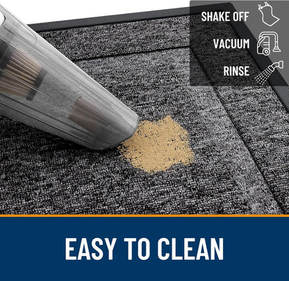 OLANLY Indoor Outdoor Front Door Mat - Waterproof All-Weather Doormat | Sturdy Natural Rubber, 35x23, Black and White