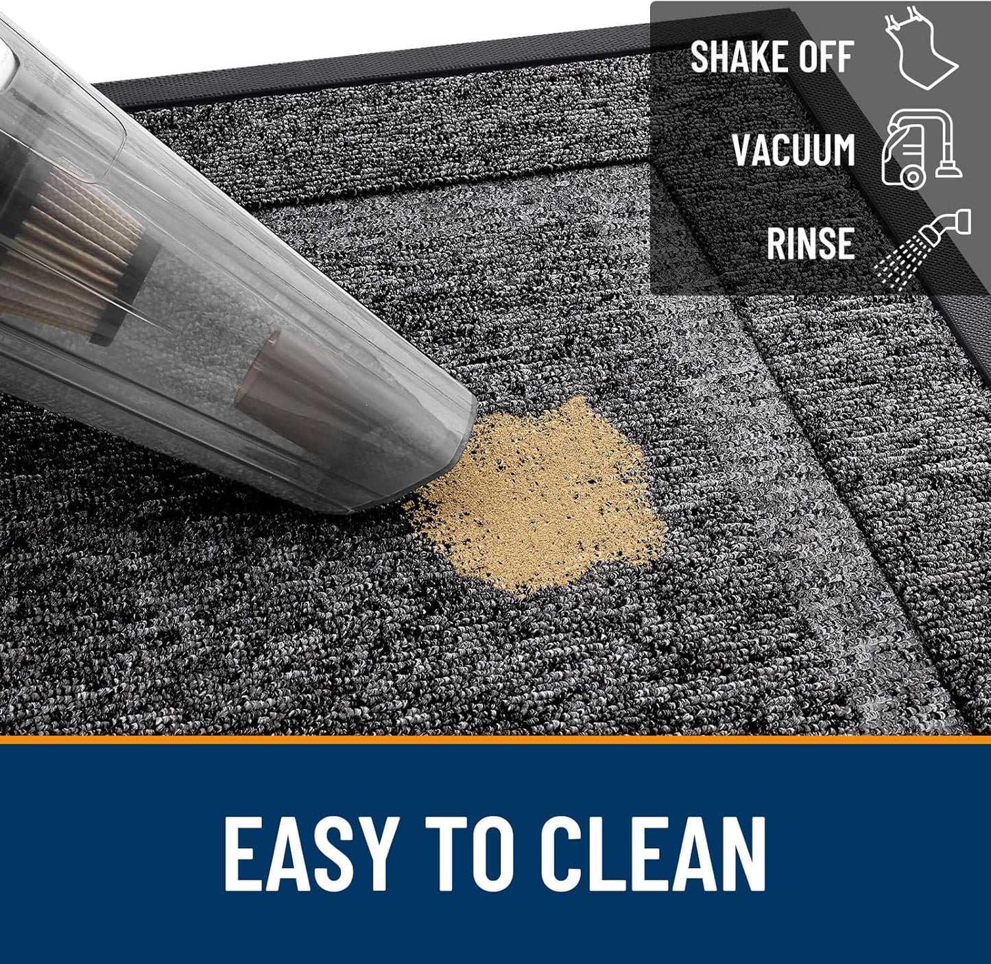 OLANLY Waterproof Front Door Mat - All-Season Indoor/Outdoor Doormat, Easy Clean, 33x21, Black and White