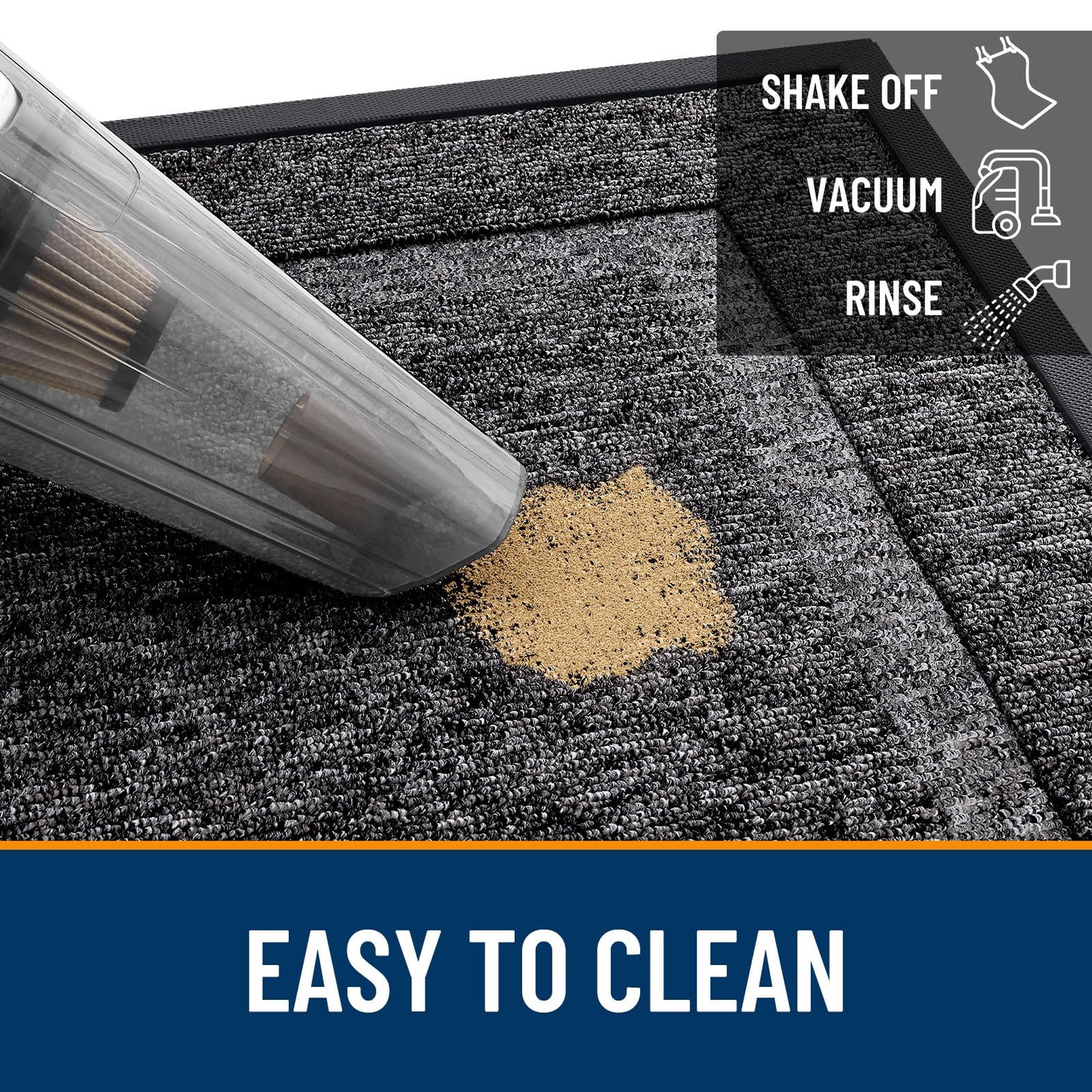OLANLY Front Door Mat Indoor Outdoor Entrance, Waterproof All-Season, All-Weather Doormat, Sturdy Natural Rubber, Low Profile, Easy Clean Patio Porch Entryway Mat, 47x17, Black and White