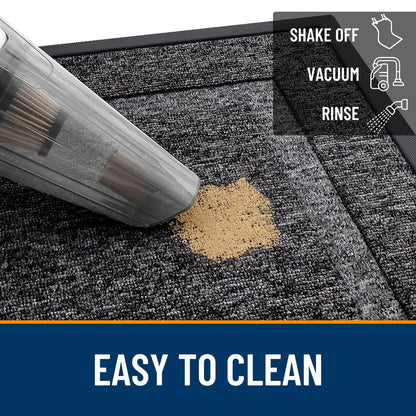 OLANLY Front Door Mat Indoor Outdoor Entrance, Waterproof All-Season, All-Weather Doormat, Sturdy Natural Rubber, Low Profile, Easy Clean Patio Porch Entryway Mat, 47x17, Black and White