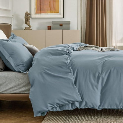 Bedsure Duvet Cover Full Size - Soft Double Brushed Bedding Set for Kids & Adults, Zipper Closure, 3 Pieces, Includes 1 Duvet Cover (80"x90") & 2 Pillow Shams, NO Comforter, Mineral Blue