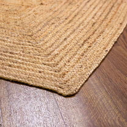 Super Area Rugs Farmhouse Jute Braided Rug - Reversible Natural Fiber- Eco Friendly Rug for Living Room - Kitchen - Entryway Hand Woven, Natural, Rectangle 3' X 5'